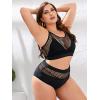 imageFloerns Womens Plus Size Bathing Suit Fishnet High Waist Bikini Set Rave OutfitBlack