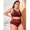 imageFloerns Womens Plus Size Bathing Suit Fishnet High Waist Bikini Set Rave OutfitDark Red