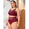 imageFloerns Womens Plus Size Bathing Suit Fishnet High Waist Bikini Set Rave OutfitDark Red