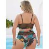 imageFloerns Womens Plus Size Bathing Suit Fishnet High Waist Bikini Set Rave OutfitGreen Leaf