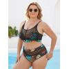 imageFloerns Womens Plus Size Bathing Suit Fishnet High Waist Bikini Set Rave OutfitGreen Leaf