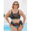 imageFloerns Womens Plus Size Bathing Suit Fishnet High Waist Bikini Set Rave OutfitGreen Leaf