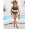 imageFloerns Womens Plus Size Bathing Suit Fishnet High Waist Bikini Set Rave OutfitGreen Leaf