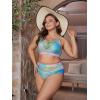 imageFloerns Womens Plus Size Bathing Suit Fishnet High Waist Bikini Set Rave OutfitGreen Multi