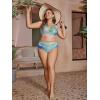 imageFloerns Womens Plus Size Bathing Suit Fishnet High Waist Bikini Set Rave OutfitGreen Multi