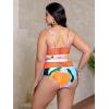 imageFloerns Womens Plus Size Bathing Suit Fishnet High Waist Bikini Set Rave OutfitOrange Multi
