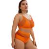 imageFloerns Womens Plus Size Bathing Suit Fishnet High Waist Bikini Set Rave OutfitOrange Net