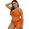 imageFloerns Womens Plus Size Bathing Suit Fishnet High Waist Bikini Set Rave OutfitOrange Net