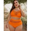 imageFloerns Womens Plus Size Bathing Suit Fishnet High Waist Bikini Set Rave OutfitOrange Net