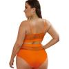 imageFloerns Womens Plus Size Bathing Suit Fishnet High Waist Bikini Set Rave OutfitOrange Net