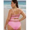 imageFloerns Womens Plus Size Bathing Suit Fishnet High Waist Bikini Set Rave OutfitPink