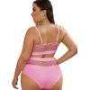 imageFloerns Womens Plus Size Bathing Suit Fishnet High Waist Bikini Set Rave OutfitPink