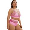 imageFloerns Womens Plus Size Bathing Suit Fishnet High Waist Bikini Set Rave OutfitPink