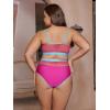 imageFloerns Womens Plus Size Bathing Suit Fishnet High Waist Bikini Set Rave OutfitRose Pink
