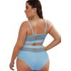 imageFloerns Womens Plus Size Bathing Suit Fishnet High Waist Bikini Set Rave OutfitSky Blue