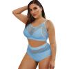 imageFloerns Womens Plus Size Bathing Suit Fishnet High Waist Bikini Set Rave OutfitSky Blue