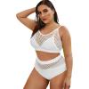 imageFloerns Womens Plus Size Bathing Suit Fishnet High Waist Bikini Set Rave OutfitWhite
