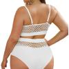 imageFloerns Womens Plus Size Bathing Suit Fishnet High Waist Bikini Set Rave OutfitWhite