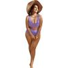 imageFloerns Womens Plus Size Scoop Neck High Waisted Two Piece Bathing SuitLilac Purple