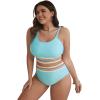 imageFloerns Womens Plus Size Scoop Neck High Waisted Two Piece Bathing SuitMint Blue
