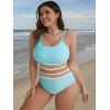 imageFloerns Womens Plus Size Scoop Neck High Waisted Two Piece Bathing SuitMint Blue