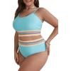 imageFloerns Womens Plus Size Scoop Neck High Waisted Two Piece Bathing SuitMint Blue