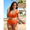 imageFloerns Womens Plus Size Scoop Neck High Waisted Two Piece Bathing SuitOrange