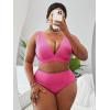 imageFloerns Womens Plus Size Scoop Neck High Waisted Two Piece Bathing SuitPink