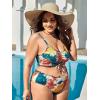 imageFloerns Womens Plus Size Tie Dye Rib Knit Ruched Drawstring Bikini SwimsuitA Multicoloured