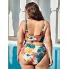 imageFloerns Womens Plus Size Tie Dye Rib Knit Ruched Drawstring Bikini SwimsuitA Multicoloured