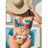 imageFloerns Womens Plus Size Tie Dye Rib Knit Ruched Drawstring Bikini SwimsuitA Multicoloured