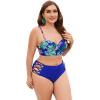 imageFloerns Womens Plus Size Tie Dye Rib Knit Ruched Drawstring Bikini SwimsuitBlue Tropical