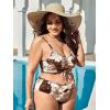 imageFloerns Womens Plus Size Tie Dye Rib Knit Ruched Drawstring Bikini SwimsuitChocolate Brown