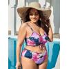 imageFloerns Womens Plus Size Tie Dye Rib Knit Ruched Drawstring Bikini SwimsuitPink Multi