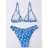 imageFloerns Womens Two Piece Bathing Suit Floral Print Triangle Bikini SwimsuitBlue