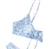 imageFloerns Womens Two Piece Bathing Suit Floral Print Triangle Bikini SwimsuitBlue and White