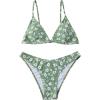 imageFloerns Womens Two Piece Bathing Suit Floral Print Triangle Bikini SwimsuitGreen