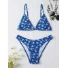 imageFloerns Womens Two Piece Bathing Suit Floral Print Triangle Bikini SwimsuitNavy Blue
