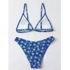 imageFloerns Womens Two Piece Bathing Suit Floral Print Triangle Bikini SwimsuitNavy Blue