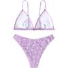 imageFloerns Womens Two Piece Bathing Suit Floral Print Triangle Bikini SwimsuitPurple