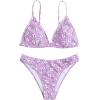 imageFloerns Womens Two Piece Bathing Suit Floral Print Triangle Bikini SwimsuitPurple