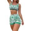 imageFloerns Womens 2 Piece Bathing Suit Scoop Neck Bikini Shorts Tankini SwimsuitGreen