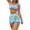 imageFloerns Womens 2 Piece Bathing Suit Scoop Neck Bikini Shorts Tankini SwimsuitGreen Paisley