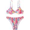 imageFloerns Womens 2 Piece Bikini Swimsuit Allover Print Push Up High Waisted SwimwearBlue Multi
