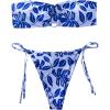 imageFloerns Womens All Over Print Tube Bandeau Bralette Tie Side Bikini SwimwearBlue