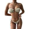 imageFloerns Womens All Over Print Tube Bandeau Bralette Tie Side Bikini SwimwearGreen Floral
