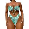 imageFloerns Womens All Over Print Tube Bandeau Bralette Tie Side Bikini SwimwearGreen Flower