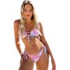 imageFloerns Womens All Over Print Tube Bandeau Bralette Tie Side Bikini SwimwearPink Plaid