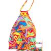 imageFloerns Womens 2 Piece Allover Print Halter High Waist V Cut Triangle Bikini SetsOrange