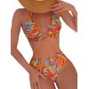 imageFloerns Womens 2 Piece Allover Print Halter High Waist V Cut Triangle Bikini SetsOrange